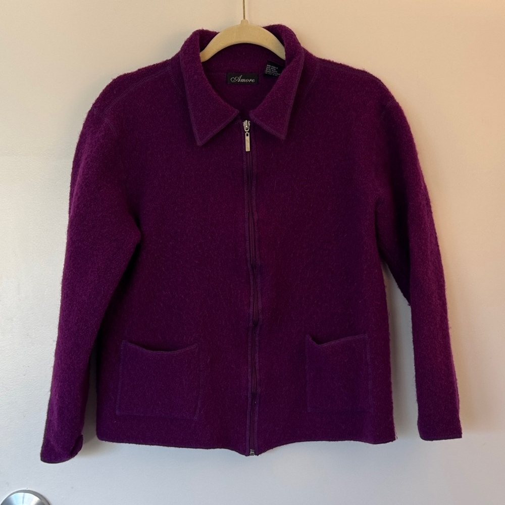 Elegant Women's Purple 100% Wool Jacket